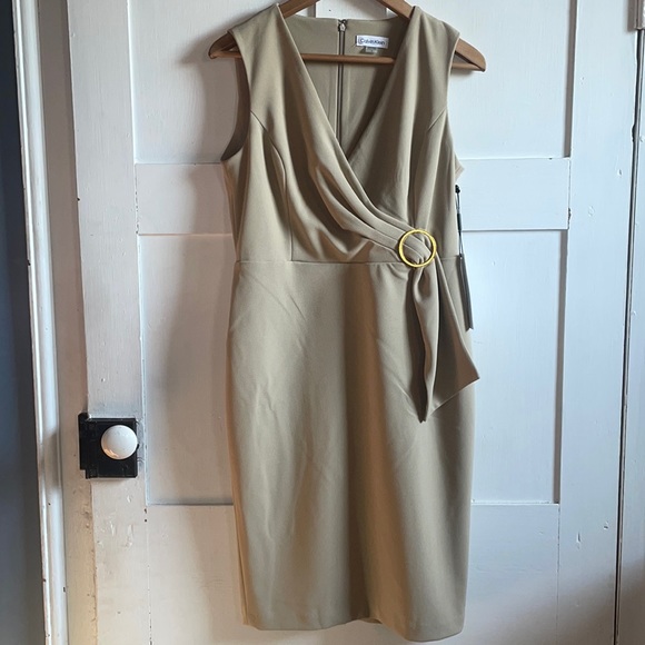 CALVIN KLEIN Midi Dress Cocktail Formal Sleeveless Wrap Pencil Size 8 New - Picture 3 of 12